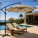 Ver imagem 2 de Ombrelone Guarda Sol de Luxo Impermeável com Haste Lateral 3 Metros Piscina Jardim Área Externa