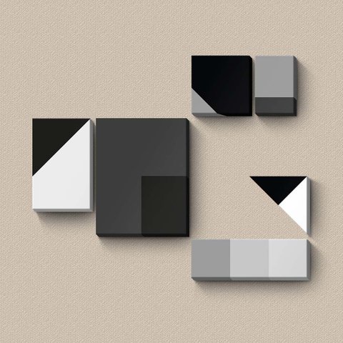 Geométrico Grey - Quadros ou Placas Modulares com X Peças