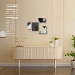 Geométrico Grey - Quadros ou Placas Modulares com X Peças - 2