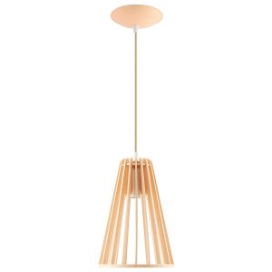 Luminária Pendente Madeira Koni 20cm Soquete E27 Cor Pessego