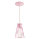 Ver imagem 1 de Luminária Pendente Madeira Koni 20cm Soquete E27 Cor Rosa Claro