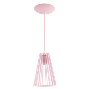 Luminária Pendente Madeira Koni 20cm Soquete E27 Cor Rosa Claro