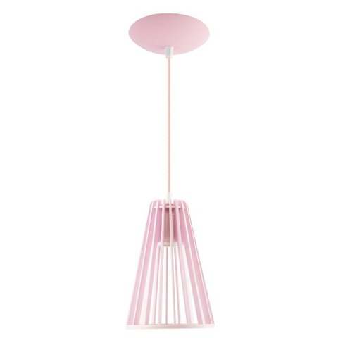 Luminária Pendente Madeira Koni 20cm Soquete E27 Cor Rosa Claro