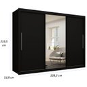Ver imagem 5 de Guarda-roupa Casal 3 Portas de Correr com Espelho Gelius Royale - Preto Mdf