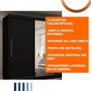 Ver imagem 4 de Guarda-roupa Casal 3 Portas de Correr com Espelho Gelius Royale - Preto Mdf