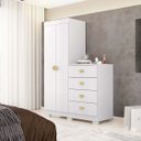 Ver imagem 1 de Cômoda Guarda-roupa 4 Gavetas 2 Portas Cristal Branco - Vila Rica