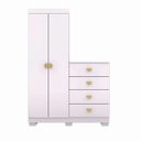 Ver imagem 2 de Cômoda Guarda-roupa 4 Gavetas 2 Portas Cristal Branco - Vila Rica