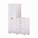 Ver imagem 3 de Cômoda Guarda-roupa 4 Gavetas 2 Portas Cristal Branco - Vila Rica