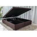 Ver imagem 1 de Cama Báu Box Base Queen Bipartido Suede Marrom com Pistão a Gás.