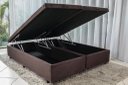 Ver imagem 1 de Cama Báu Box Base Queen Bipartido Suede Marrom com Pistão a Gás.