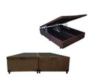 Ver imagem 2 de Cama Báu Box Base Queen Bipartido Suede Marrom com Pistão a Gás.