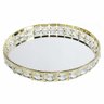 Bandeja Decorativa Redonda Dourada Cristal com Espelho 26cm KV0256 BTC - 1