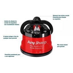 Afiador De Facas Anysharp - Carbeto Tungstênio - Vermelho - 4