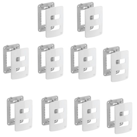 Kit C/10 Placa e Suporte 4x2" 2 Posições Weg Compose Branco