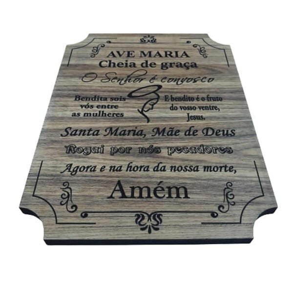 Quadro Religioso Ave Maria Entalhado em Mdf - 2