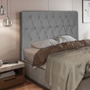 Ver imagem 3 de Cabeceira Topázio para Cama Box Queen 160 Cm Linho Cinza - D’rossi