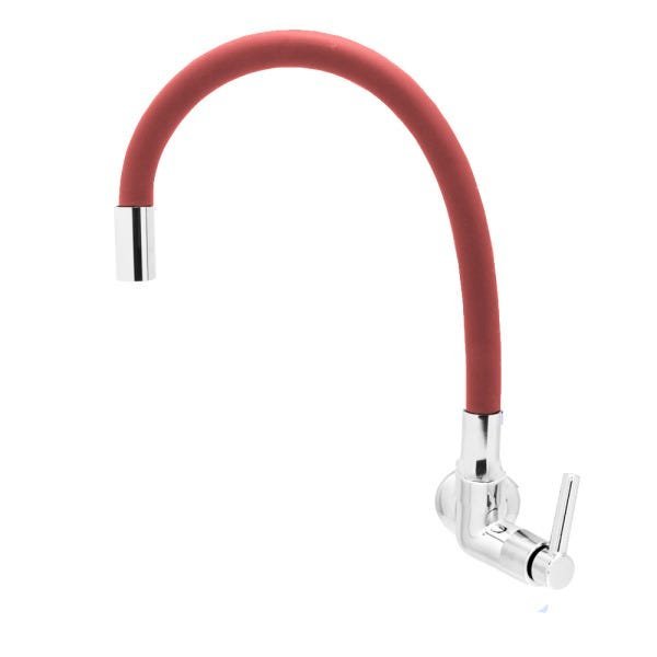 TORNEIRA COZINHA GIRATÓRIA PARA PAREDE 1/2" - 1/4 VOLTA VERMELHA BOGNAR - 1