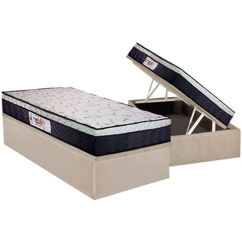 Cama Box Baú Solteiro: Colchão Ortopédico Orthoflex Foggia Sogni Unic Face + Base CRC Suede Clean(88