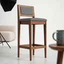 Ver imagem 7 de Kit 04 Banquetas Altas Lenna 99cm em Madeira e Encosto Estofado Linho Cinza - Abmaza