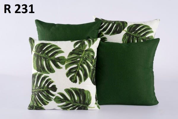 4 Capas de Almofadas Decor Lovers Verde Floral Folhas - 1