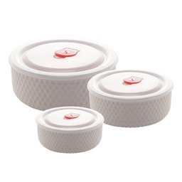 Jogo com 3 Potes Refratários em Cerâmica - 1 Jogo com 3 Potes Refratários em Cerâmica - 1