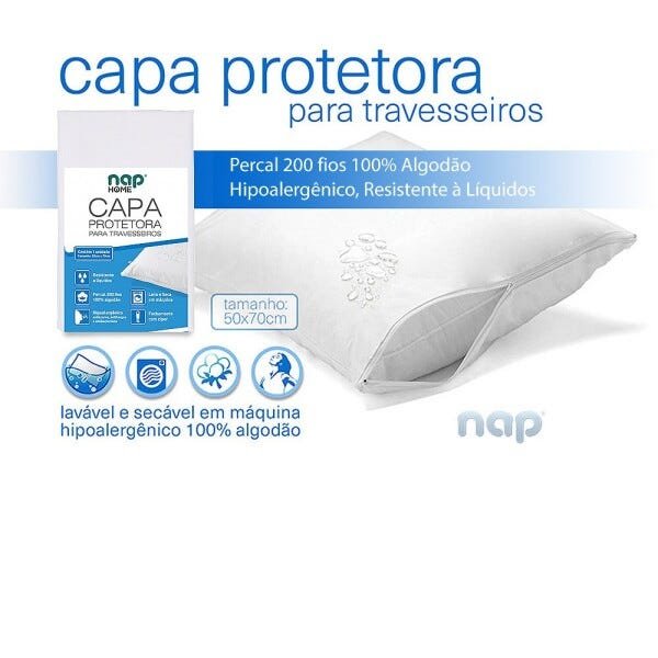 Kit 4 Capas Protetoras de Travesseiro Repelente a líquidos - Nap Home - 3