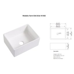 Cuba em Porcelana Estilo Fazenda Farm Sink Evier Hi 502 60x46 - 12