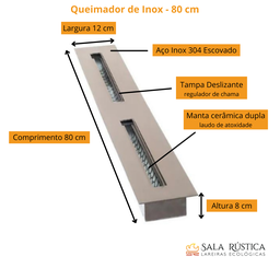 Queimador Lareira Ecológica a Álcool 92.8 ou Etanol - Ampato 80cm - 2