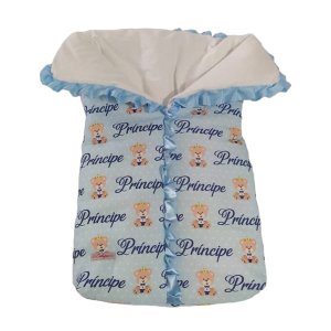 Saco de Dormir para Bebê com Ziper Estampa Ursinho Príncipe