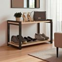Ver imagem 7 de Sapateira Multiuso Atenas Pequena de Metal 2 Prateleiras Mdf:preto-off White