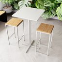 Ver imagem 1 de Conjunto Mesa Alta Bar Bistrô Quadrada Branca 2 Bancos Pinus Industrial White Don Castro Decor Indus