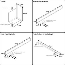 Kit De Acessórios Para Banheiro Cromado Master Duplo 4 Peças - 6