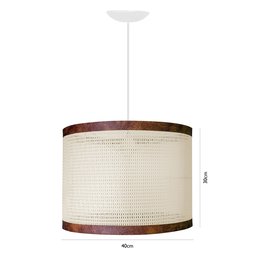 Luminária Teto em Tela Indiana Borda Corino Sintético Lustre Pendente para Sala Cozinha Area Lazer - 3
