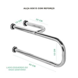 Barra de Apoio Vaso Sanitário 60x15cm C/Reforço Esquerdo - 2