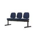 Ver imagem 1 de Longarina Job 3 Lugares Assento Crepe Azul Base Metalica Preta - 54525