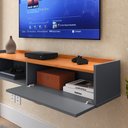 Ver imagem 5 de Rack Suspenso Home Classic Pequeno Sala Estar Quarto Tv 32 42 50" 1 Porta Puxador Concha - Lojas Rpm