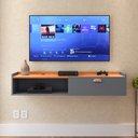 Ver imagem 2 de Rack Suspenso Home Classic Pequeno Sala Estar Quarto Tv 32 42 50" 1 Porta Puxador Concha - Lojas Rpm