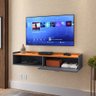 Rack Suspenso Home Classic Pequeno Sala Estar Quarto Tv 32 42 50" 1 Porta Puxador Concha - Lojas Rpm - 3