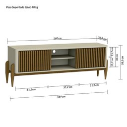 Rack Sereno para TV 55 Polegadascom Ripado 2 portas de correr 160mm Sereno - 3