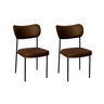 2 Cadeira Sala de Jantar Pés em Aço Verona Sintetico Ds Home: Sintético Marrom - 1