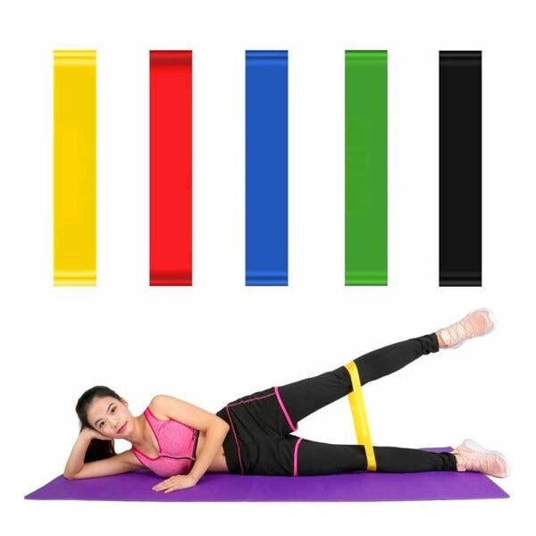 Kit 5 Faixas Elasticas Mini Band Academia em Casa Extensor Exercicios Yoga Pilates Fitness Crossfit