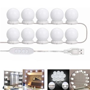 Kit 10 Lampadas- Luminária Led de Maquiagem Camarim Penteadeira 10 Lâmpadas