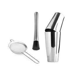 Coqueteleira Inox Copo Duplo Peneira e Socador Kit Drink Bar - 1