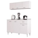 Ver imagem 1 de Balcão de Cozinha com Tampo e Armário Aéreo 120 Cm Branco Brilho - Poquema