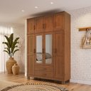 Ver imagem 1 de Guarda-Roupa 8 Portas 2 Gavetas com Espelho Estrutura em Madeira Cobre Marrom/Castanho
