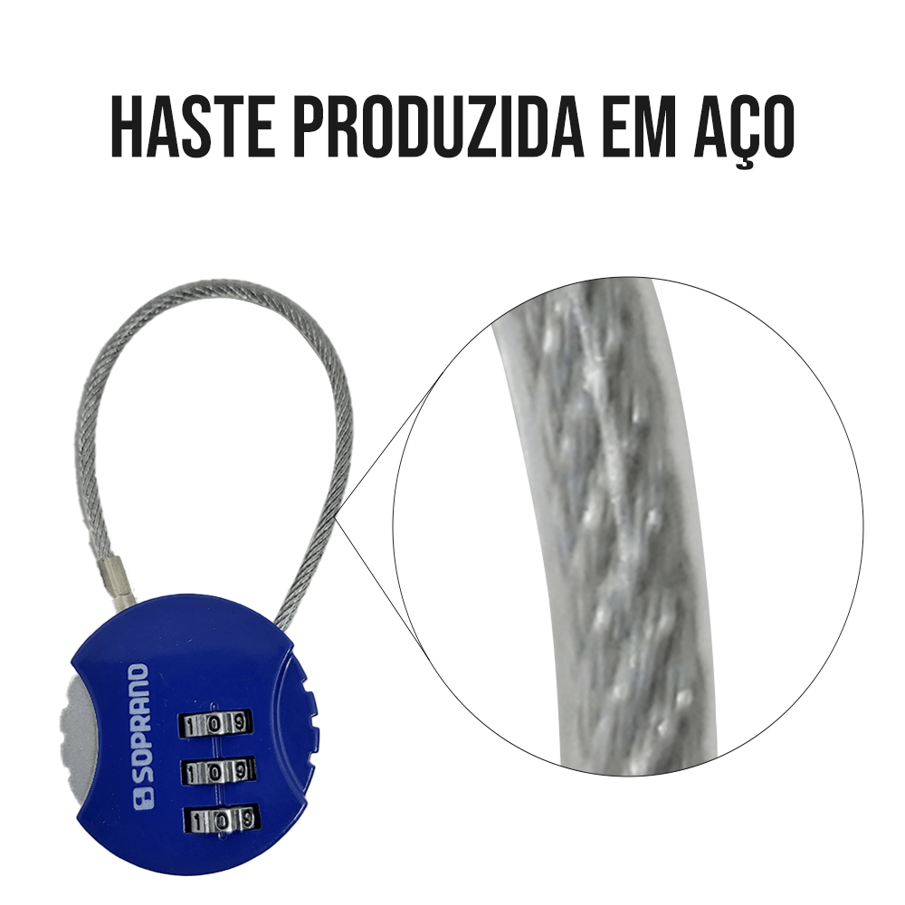 Cadeado para Mala de Viagem Segredo Numérico Azul Soprano Cadeado de ...