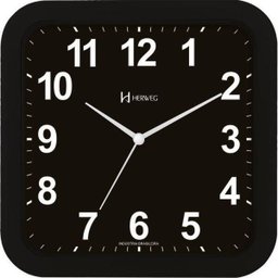 Relógio Parede Herweg 6670 034 Preto Quadrado 23Cm - 1
