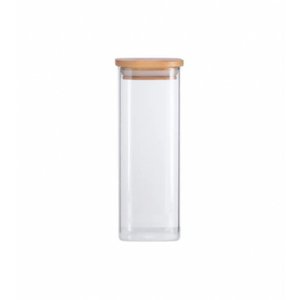 Pote Quadrado para Mantimentos Tampa de Bambu 400ml