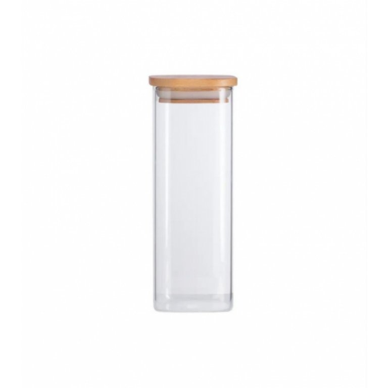 Pote Quadrado para Mantimentos Tampa de Bambu 400ml