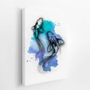 Ver imagem 2 de Carpa Peixe Azul Minimalista Colorido Quadro Canvas 60x40cm